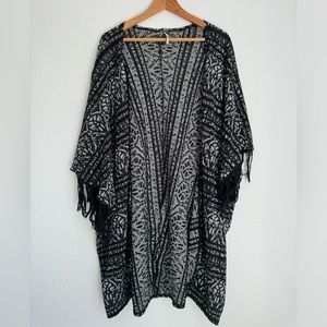 Free People Fringe Poncho Beach Coverup
